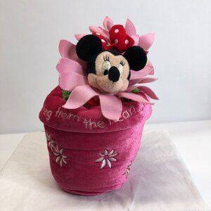 Disney Store Minnie in a Flower Pot Plush Doll 8" "Something from the Heart "‎